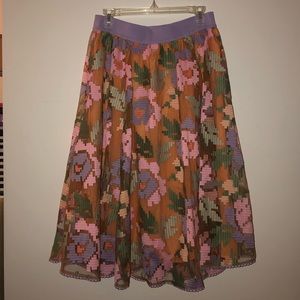 Anthropologie Maeve Pixelated Tulle Midi Skirt